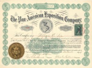 Pan-American Exposition Co - 1900-1901 dated Stock Certificate