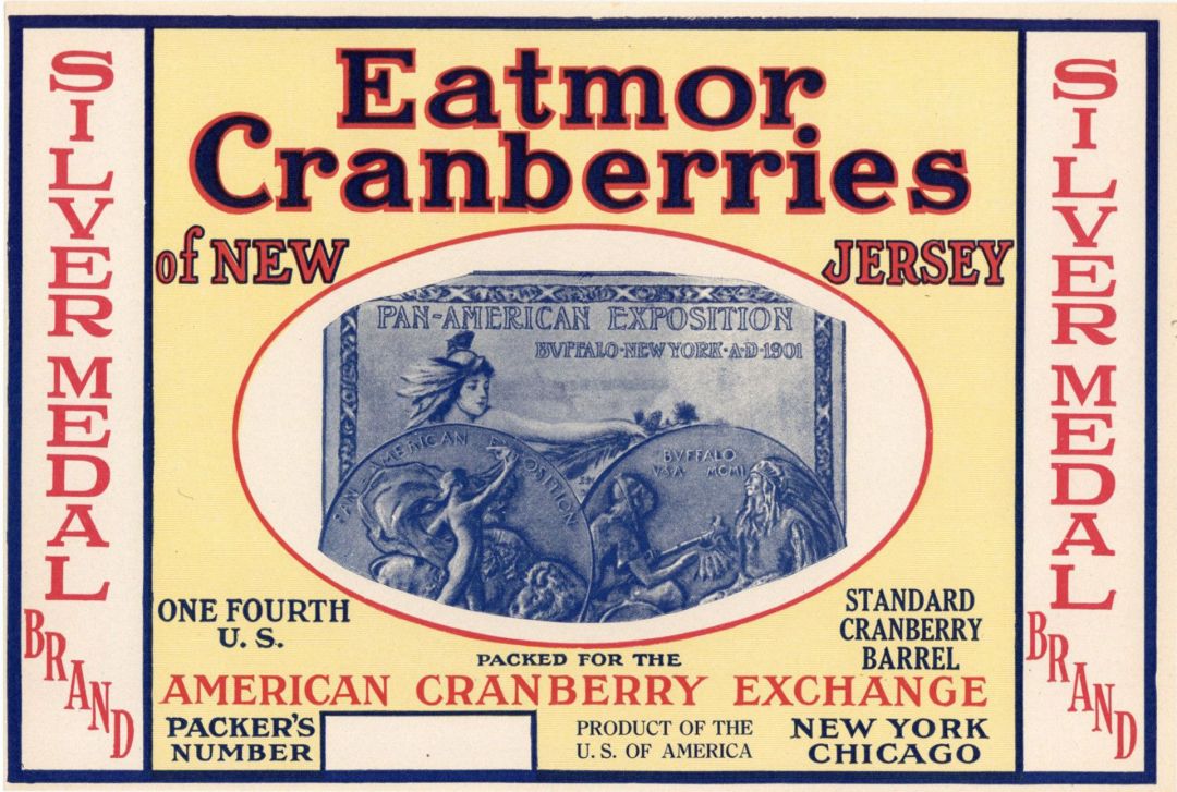 Eatmor Cranberries of New Jersey - Fruit Crate Label