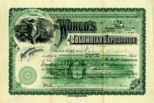 World's Columbian Exposition - Stock Certificate