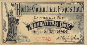 Ticket for the 1893 World's Columbian Exposition Chicago - World's Fair - Americana
