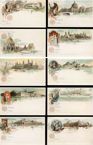 Set of 10 Columbian Exposition Post Cards - World's Fair