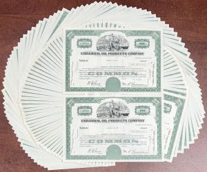 100 Pieces of Universal Oil Products, Inc. dated 1970's - 100 Stock Certificates! - Honeywell UOP