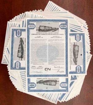 100 Pieces of Canadian National Railway dated 1976 - 100 Railroad Bonds of Canada!