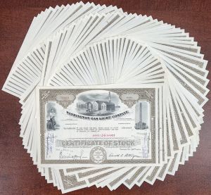 100 Pieces of Washington Gas Light Co. dated 1960's-70's - 100 Stock Certificates!