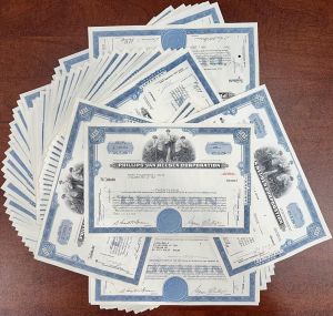 100 Pieces of Phillips-Van Heusen Corporation dated 1960's-70's - 100 Stock Certificates! - Clothing Company Still in Business