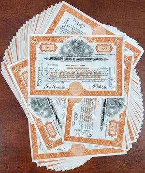 50 Pieces of American Cable and Radio Corporation dated 1940's-60's - 50 Stock Certificates!