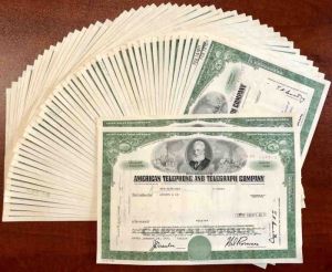 50 Pieces of American Telephone and Telegraph Co. - AT&T - 50 Stock Certificates!