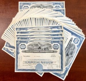 50 Pieces of Phelps Dodge Corporation - 50 Mining Stock Certificates