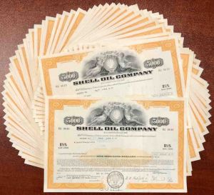 50 Pieces of Shell Oil Corporation - dated 1970's Fifty Oil Bonds! - Famous Gas Station Company