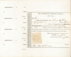 Washington Turnpike Co - Stock Certificate