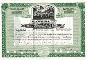 Waverley Co-operative Bank - Stock Certificate