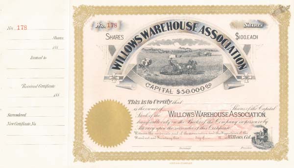 Willows Warehouse Association - Stock Certificate