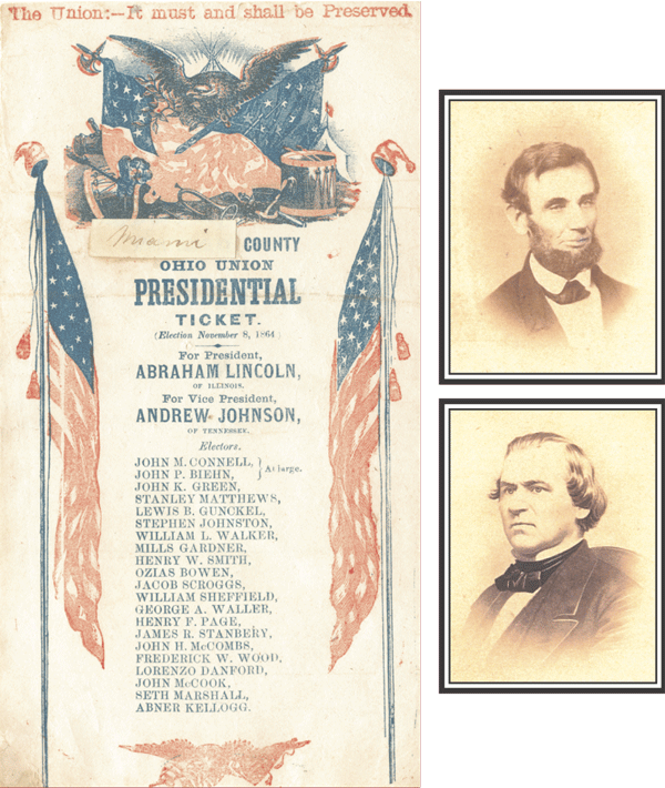 Abraham Lincoln - Andrew Johnson Miami County Ohio Union Presidential Ballot