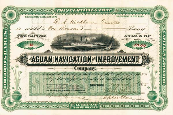 Aguan Navigation and Improvement Co. - Stock Certificate