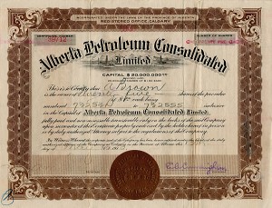 Alberta Petroleum Consolidated Limited - Stock Certificate