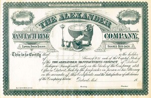 D. D. Buick - Alexander Manufacturing Co. - Stock Certificate