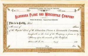 Alhamba Flume and Mercantile Co. - Stock Certificate