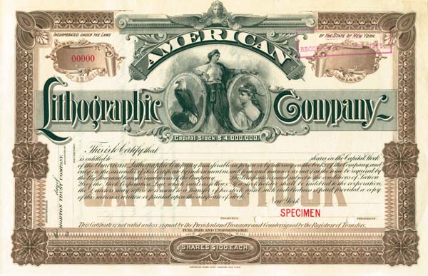 American Lithographic Co. - Stock Certificate