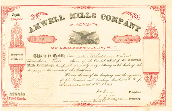 Amwell Mills Co. - Stock Certificate