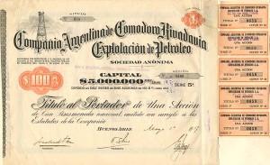 Compania Argentina de Comodoro Rivadavia Explotacion de Petroleo - Stock Certificate