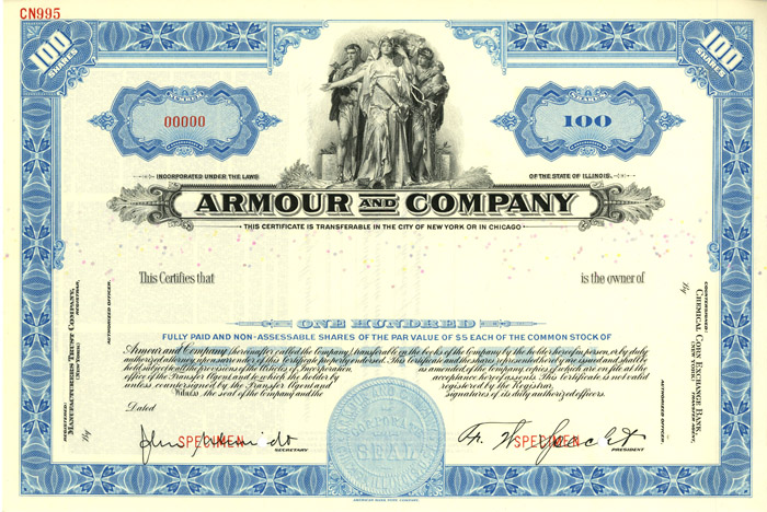 Armour and Co. - Stock Certificate