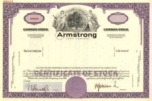 Armstrong Cork Co. - Specimen Stock Certificate