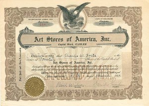 Art Stores of America, Inc - Stock Certificate