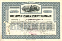 Grand Canyon Railway Co. - Railway Stock Certificate - Branch Line of the Atchison Topeka Santa Fe Railway