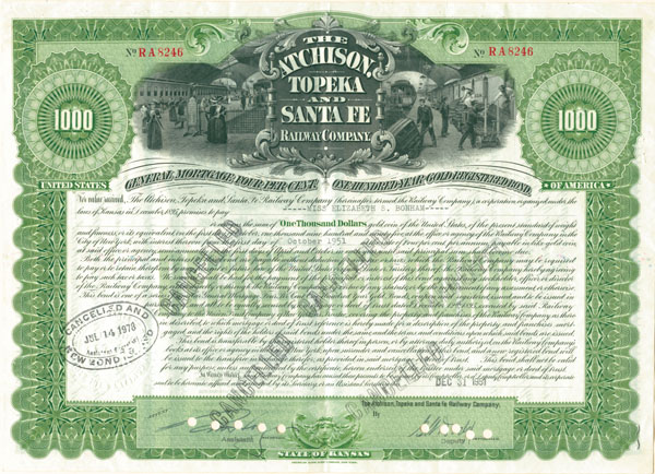 Atchison, Topeka and Santa Fe Railway Co. - Bond