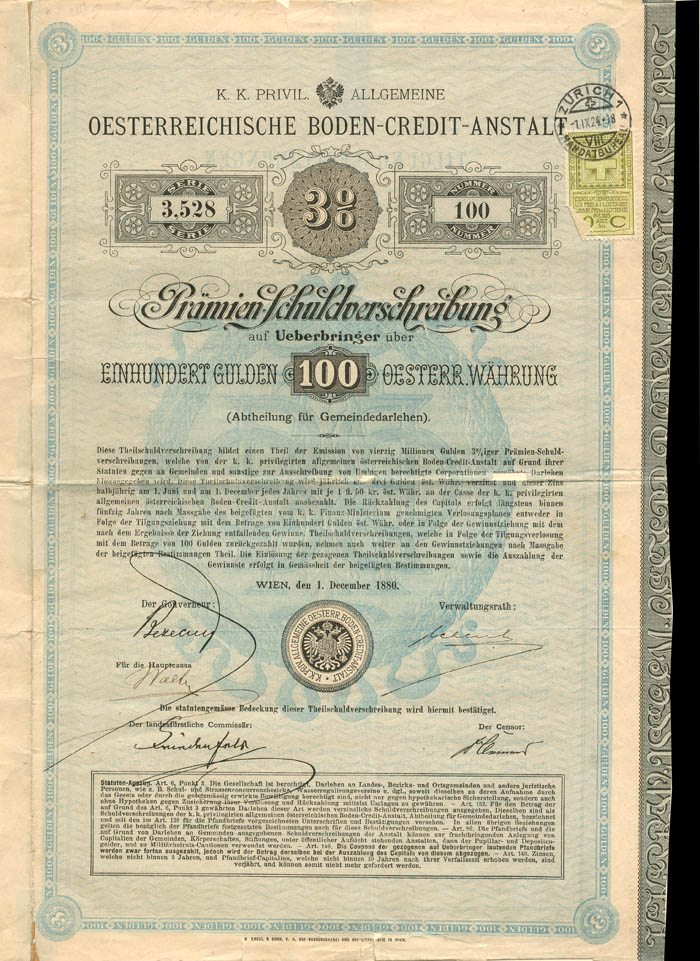 100 Gulden Austrian Bond