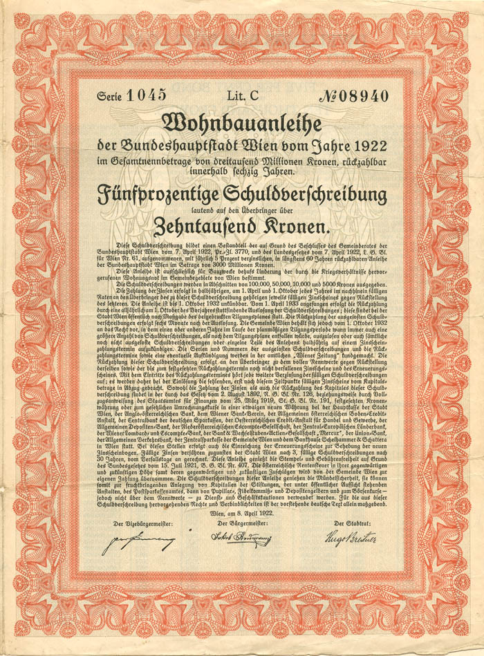 Austrian Bond - 250 Kronen 