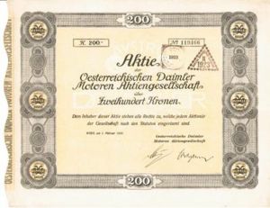 Austrian Daimler Motors (Uncanceled) - Stock Certificate