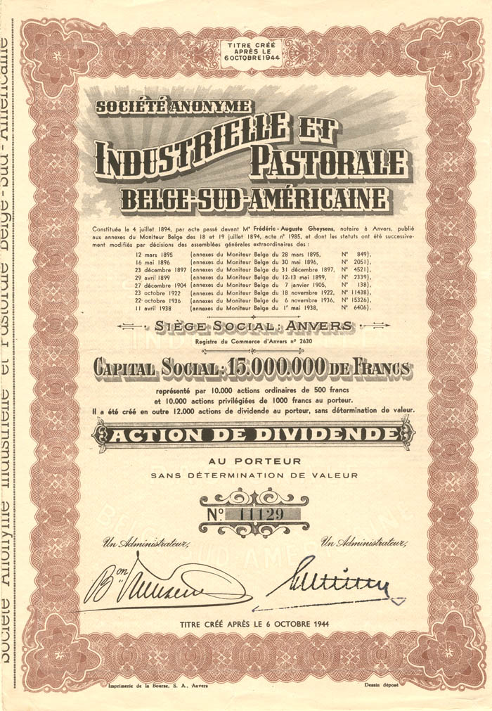 Societe Anonyme Industrielle et Pastorale Belge-Sud-Americaine