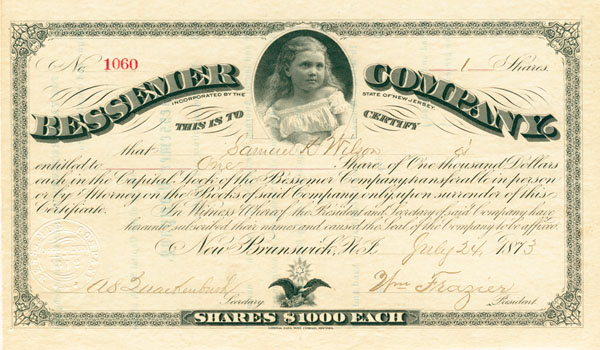 Bessemer Co. - Stock Certificate