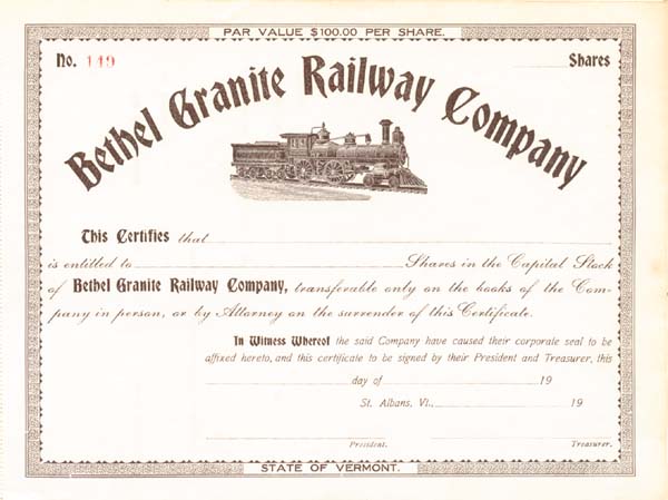 Bethel Granite Railway Co.