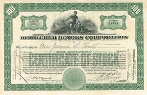 Bethlehem Motors Corporation - Stock Certificate