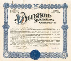 Bluebird Manufacturing Co. - Stock Certificate