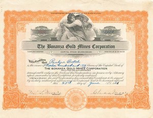 Bonanza Gold Mines Corporation - Stock Certificate