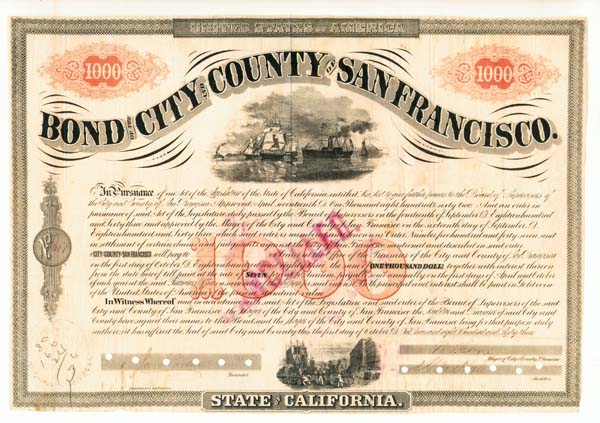 Bond of the City and County of San Francisco - $1,000 Bond