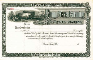 Bonne-Terre Farming and Cattle Co. - Unissued Cattle Stock Certificate