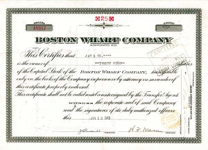 Boston Wharf Co. - Stock Certificate