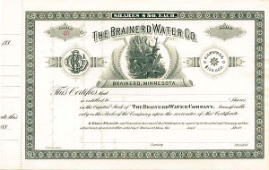 Brainerd Water Co. - Stock Certificate