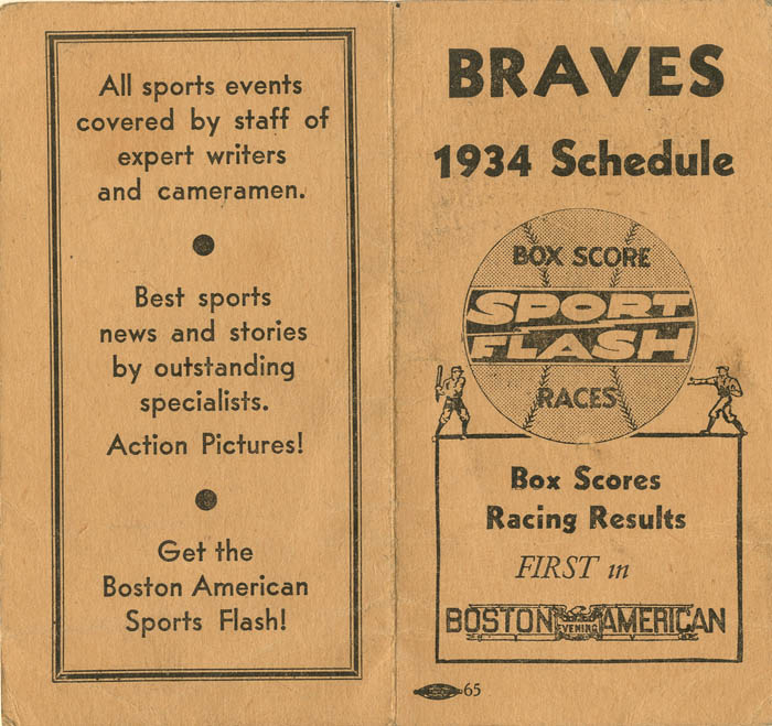 Braves 1934 Schedule
