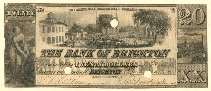 Bank of Brighton - Obsolete Banknote - Currency