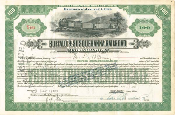 Buffalo and Susquehanna Railroad Corporation - Stock Certificate