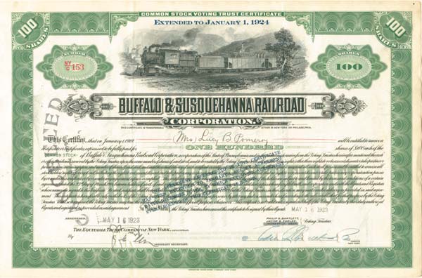 Buffalo and Susquehanna Railroad Corporation - 1902 dated Railway Stock Certificate