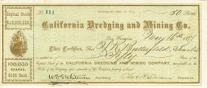 California Dredging and Mining Co - Stock Certificate (Uncanceled)
