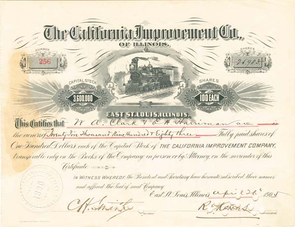 California Improvement Co. of Illinois - Stock Certificate