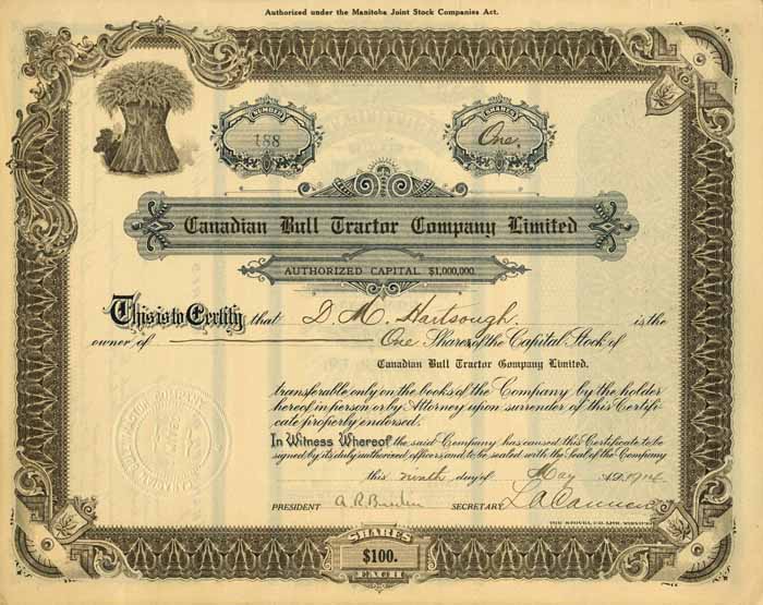 Canadian Bull Tractor Co. Limited - Stock Certificate