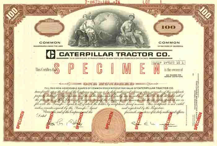 Caterpillar Tractor Co. - Specimen - Stock Certificate